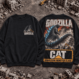 Godzilla Blue Atomic Spines CAT Demolition Premium T-Shirt for Kaiju Fans TD - Sweatshirt Black