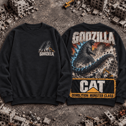 Godzilla Blue Atomic Spines CAT Demolition Premium T-Shirt for Kaiju Fans TD - Sweatshirt Navy