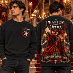 The Phantom of the Opera Red Masquerade Premium T-Shirt for Haunting Theater Nights TD - Sweatshirt Navy