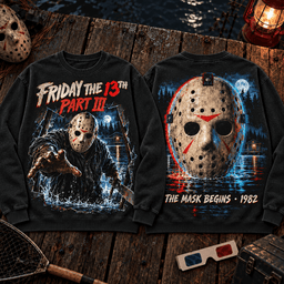 Friday the 13th Part III Jason Mask 1982 Premium F13 T-Shirt for Classic Slasher Fans TD - Sweatshirt Black