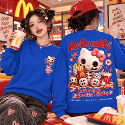 McDonalds Hello Kitty Skeleton Pink Halloween Fast Food Cute Chaos 3D Shirt NHH - Sweatshirt Royal Blue