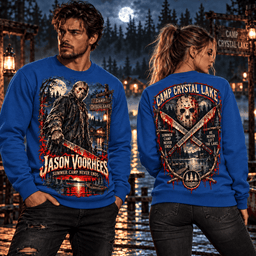 Jason Voorhees Friday The 13th Camp Crystal Lake Horror Summer Camp 3D Shirt NHH - Sweatshirt Cobalt Blue