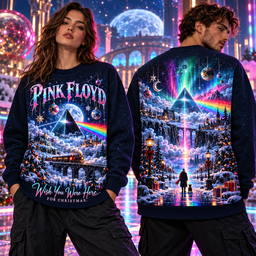 Pink Floyd Christmas Dark Side Of The Moon Rainbow Prism Wish You Were Here For Christmas 3D Shirt NHH - Sweatshirt Navy