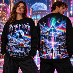 Pink Floyd Christmas Dark Side Of The Moon Rainbow Prism Wish You Were Here For Christmas 3D Shirt NHH - Sweatshirt Black