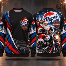 Pepsi Christmas Motorcycle Graphic T-Shirt NTH1 - Sweatshirt Black