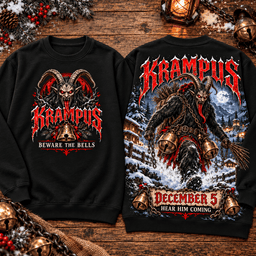 Krampus Beware the Bells Snowy Night Premium T-Shirt for Dark Christmas Fans TD - Sweatshirt Black