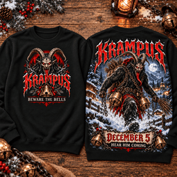 Krampus Beware the Bells Snowy Night Premium T-Shirt for Dark Christmas Fans TD - Sweatshirt Navy