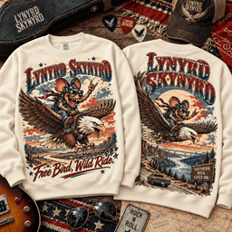 Lynyrd Skynyrd Rat Fink Free Bird 3D Shirt For Southern Rock Lovers NNK - Sweatshirt Cream