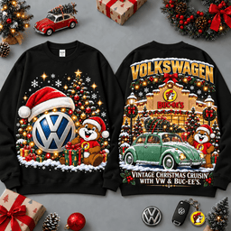 Buc-ee's Volkswagen Christmas Cabin Car Print T-Shirt For Festive Winter Road Trips NDN - Sweatshirt Black