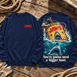 Jaws Bigger Boat Shark Attack Premium T-Shirt for Fans of Classic Movie Thrills TD - Sweatshirt Forest Green