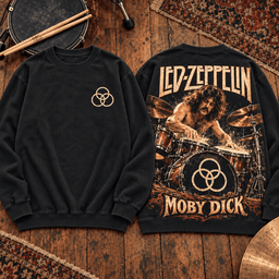 Led Zeppelin Moby Dick Drummer Vintage Black Premium T-Shirt for Fans Who Feel Every Beat TD - Sweatshirt Navy