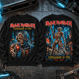 Iron Maiden Somewhere in Time Cyberpunk Eddie Premium T-Shirt for Fans Celebrating Forty Years of Heavy Metal TD - Sweatshirt Black