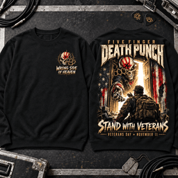 Five Finger Death Punch Patriotic Skull Veterans Day Premium 5FDP T-Shirt for Proud Metal Fans TD - Sweatshirt Black