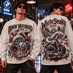 BMW Motorrad Boxer Monster Whitesnake Venom Motorcycle Wings Ride Wild 3D Shirt NHH - Sweatshirt Stone Gray