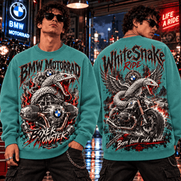 BMW Motorrad Boxer Monster Whitesnake Venom Motorcycle Wings Ride Wild 3D Shirt NHH - Sweatshirt Dusty Teal