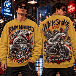 BMW Motorrad Boxer Monster Whitesnake Venom Motorcycle Wings Ride Wild 3D Shirt NHH - Sweatshirt Mustard