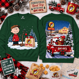 Buc-ee's Snoopy Christmas Vintage Pickup Truck Road Trip 3D Shirt For Snoopy Lovers NNK - Sweatshirt Forest Green