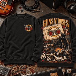 Guns N' Roses Slash Welcome to the Jungle Premium T-Shirt for Diehard Hard Rock Fans TD - Sweatshirt Black