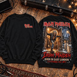 Iron Maiden Snowy East London Eddie Premium T-Shirt for Heavy Metal Holiday Nights TD - Sweatshirt Navy