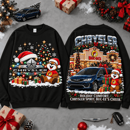 Buc-ee's Chrysler Christmas Cabin Car Print T-Shirt For Festive Winter Road Trips NDN - Sweatshirt Black