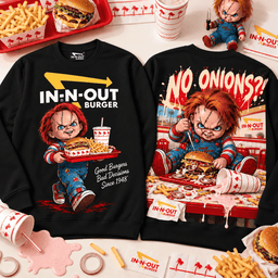 In-N-Out Burger Chucky 3D Shirt For Horror Movie Lovers - Sweatshirt Black