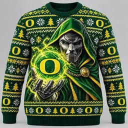 Oregon Ducks Merch X Doomsday Doctor Doom Ugly Christmas Sweater Festive Clothing Xmas Attire