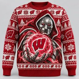 Wisconsin Badgers Merch Doctor Doom Doomsday Ugly Christmas Sweater Family Christmas Clothes