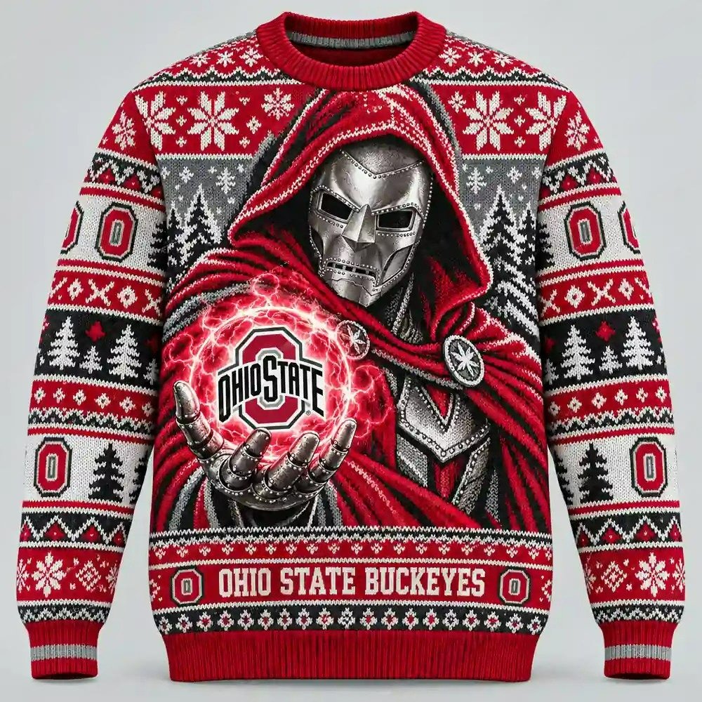 Ohio State Buckeyes Merch X Doomsday Doctor Doom Ugly Christmas Sweater Xmas Attire Gifts