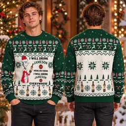 Jameson Dr Seuss I Will Drink Jameson Ugly Christmas Sweater Festive Clothing Xmas Outfits