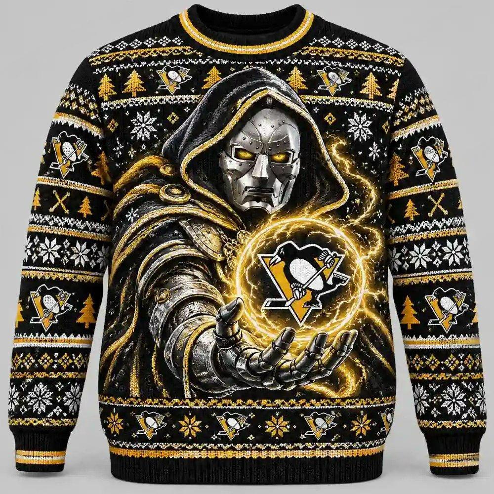 Pittsburgh Penguins Merch NHL X Doomsday Doctor Doom Ugly Christmas Sweater Christmas Gifts