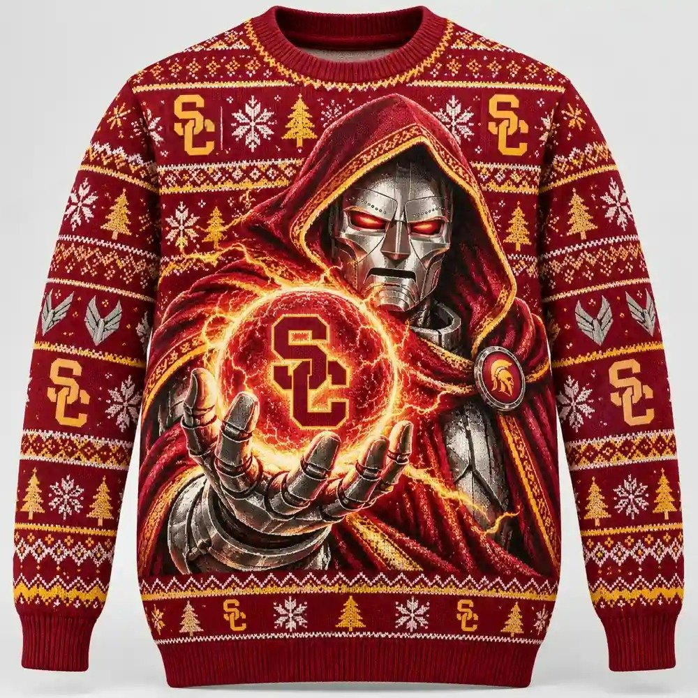 USC Trojans Merch Doctor Doom Doomsday Ugly Christmas Sweater USC Trojans Fans Xmas Gifts
