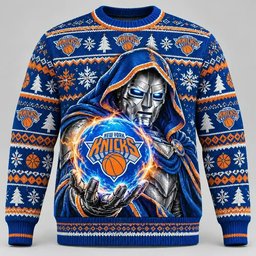 New York Knicks Merch X Doomsday Doctor Doom Ugly Christmas Sweater Festive Clothing Gifts