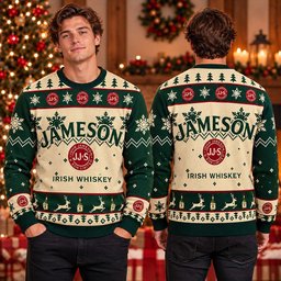 Jameson Irish Whiskey Big Logo Ugly Christmas Sweater Warm Clothes For Winter Xmas Gifts