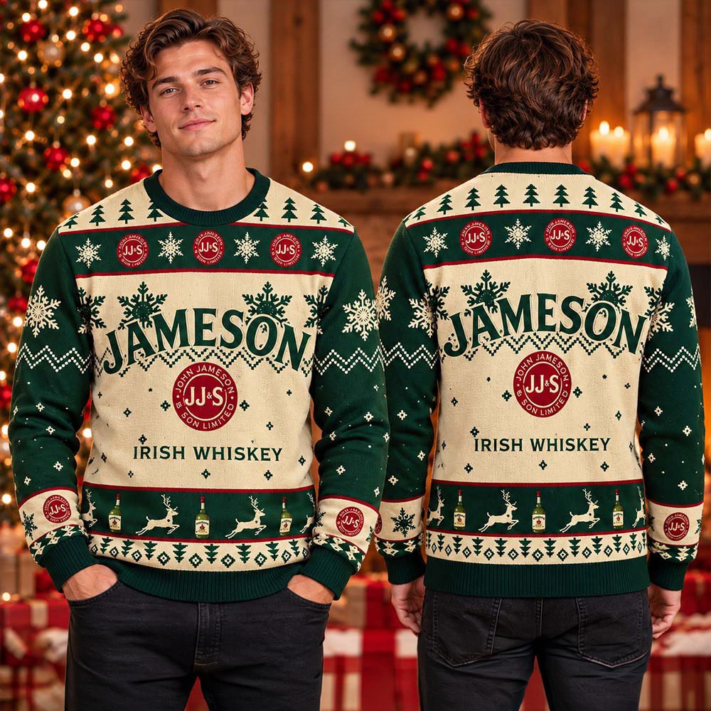 Jameson Irish Whiskey Big Logo Ugly Christmas Sweater Warm Clothes For Winter Xmas Gifts