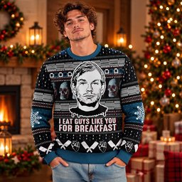 Jeffrey Dahmer Funny Serial Killer Ugly Christmas Sweater Funny Christmas Vacation Clothing