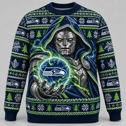 Seattle Seahawks Merch Doctor Doom Doomsday Ugly Christmas Sweater The 12s Xmas Outfits