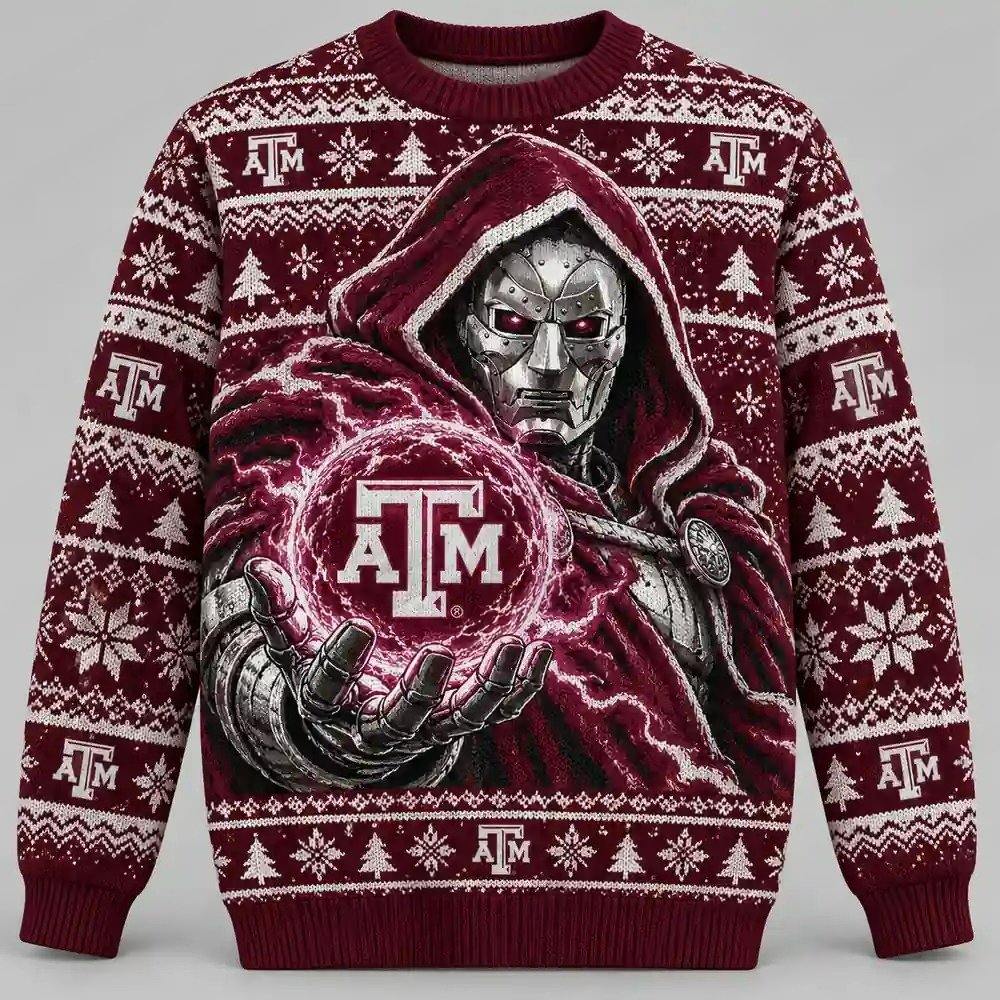 Texas AM Aggies Merch Doctor Doom Doomsday Ugly Christmas Sweater Christmas Vacation Clothing