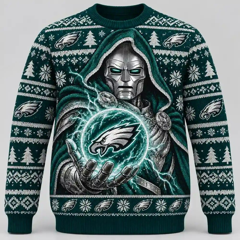 Philadelphia Eagles Merch X Doomsday Doctor Doom Ugly Christmas Sweater Clothes For Christmas