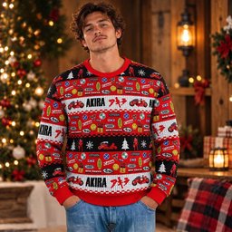 Akira Merch Anime Bike Pattern Ugly Christmas Sweater Christmas Vacation Apparel Xmas Gifts