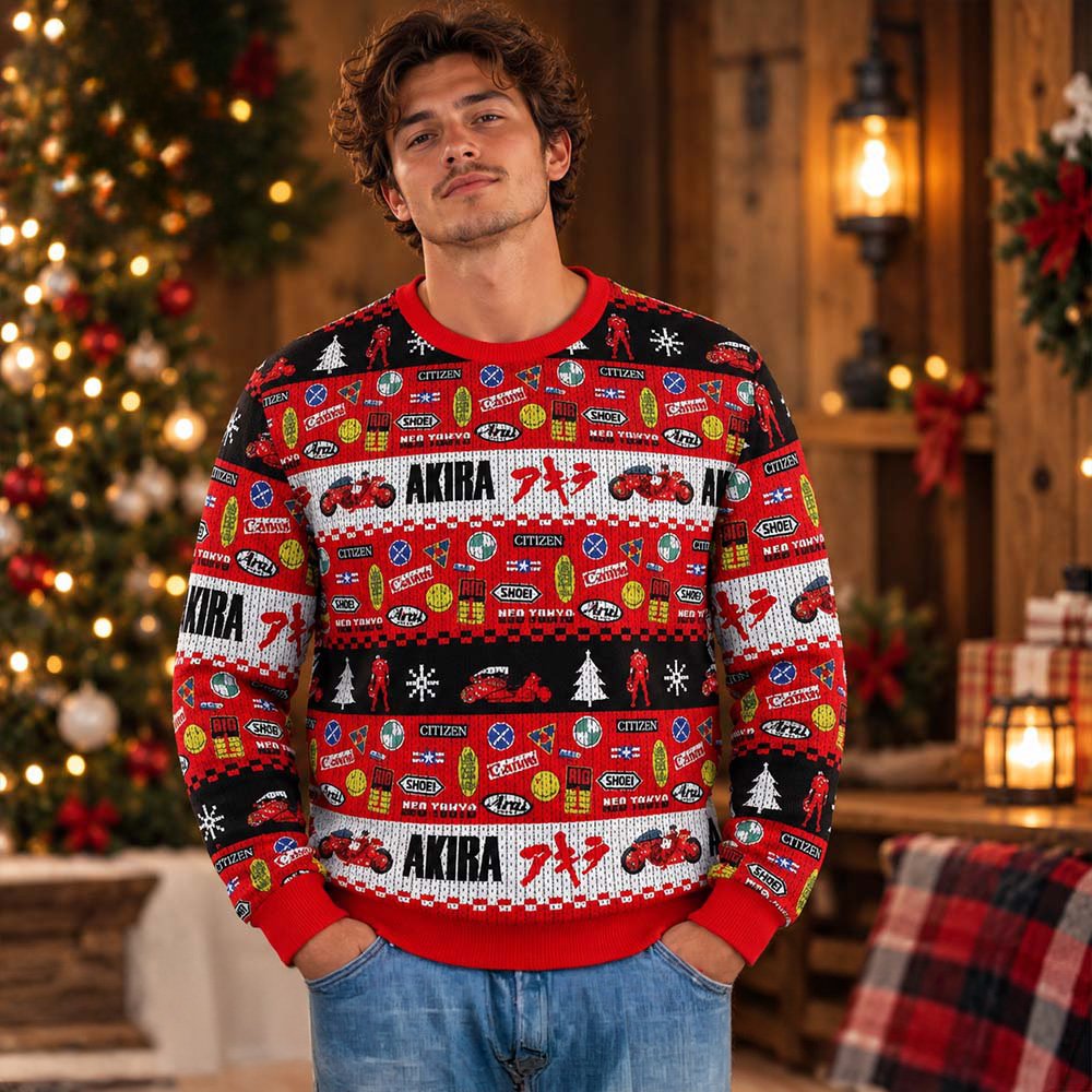 Akira Merch Anime Bike Pattern Ugly Christmas Sweater Christmas Vacation Apparel Xmas Gifts