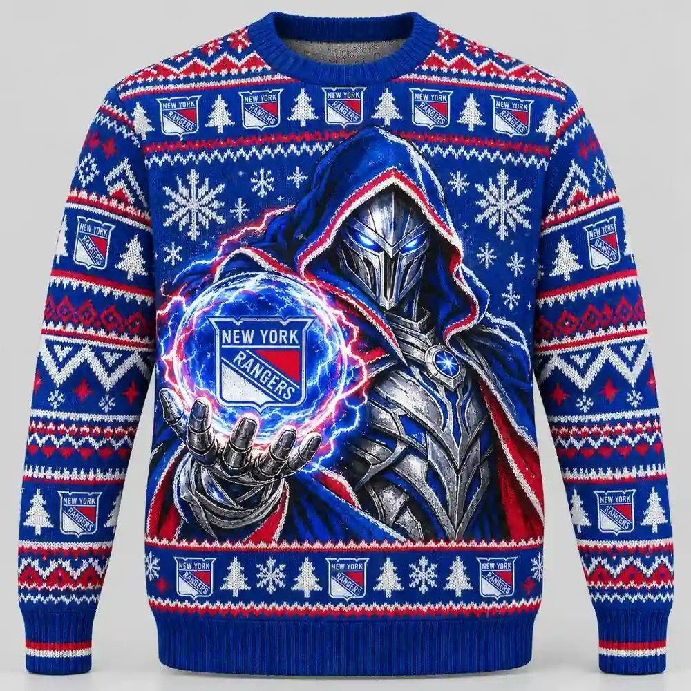 New York Rangers Merch X Doomsday Doctor Doom Ugly Christmas Sweater Winter Apparel Gifts