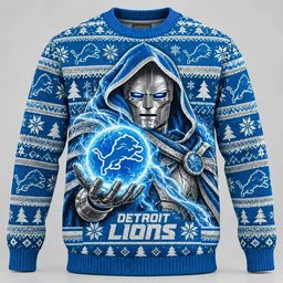 Detroit Lions Merch Doctor Doom Ugly Christmas Sweater One Pride Xmas Apparel Christmas Gifts