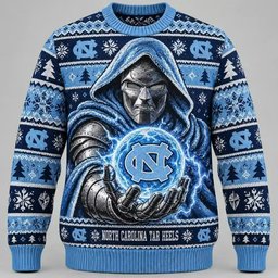 North Carolina Tar Heels Merch X Doomsday Doctor Doom Ugly Christmas Sweater Marvel Xmas Attire