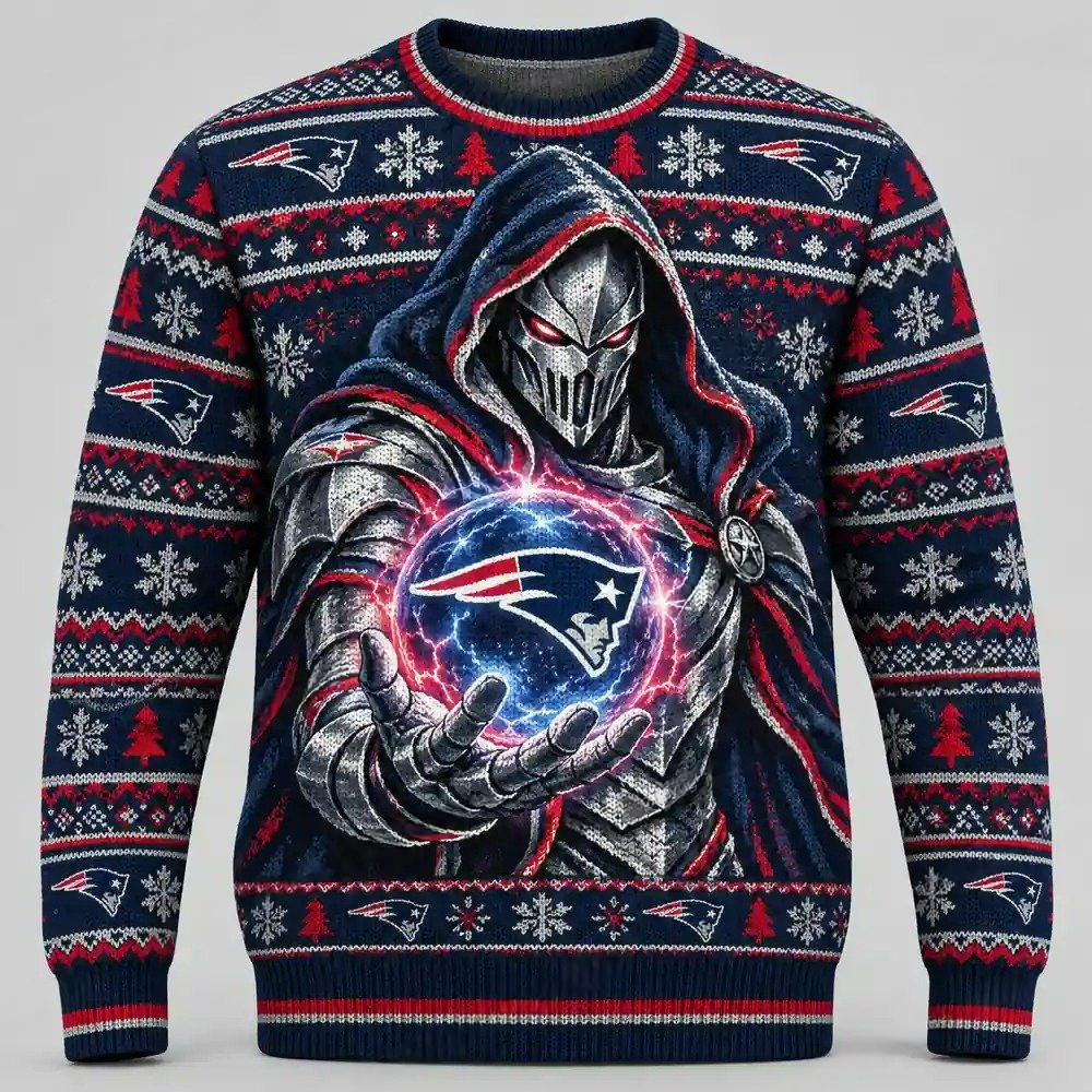 New England Patriots Merch X Doomsday Doctor Doom Ugly Christmas Sweater Christmas Party Outfit