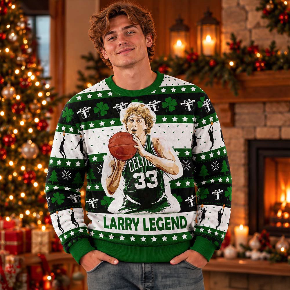 Larry Bird Legend Boston Celtics NBA Basketball Ugly Christmas Sweater Cool NBA Xmas Outfits