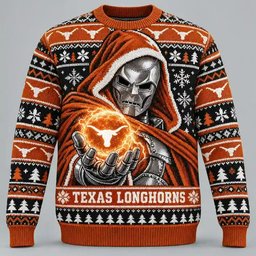 Texas Longhorns Merch Doctor Doom Doomsday Ugly Christmas Sweater Clothes To Get For Christmas