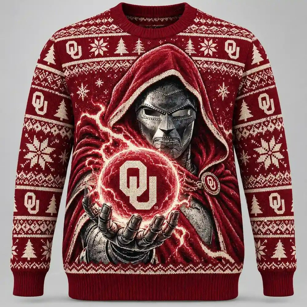 Oklahoma Sooners Merch X Doomsday Doctor Doom Ugly Christmas Sweater Warm Clothes Xmas Gifts