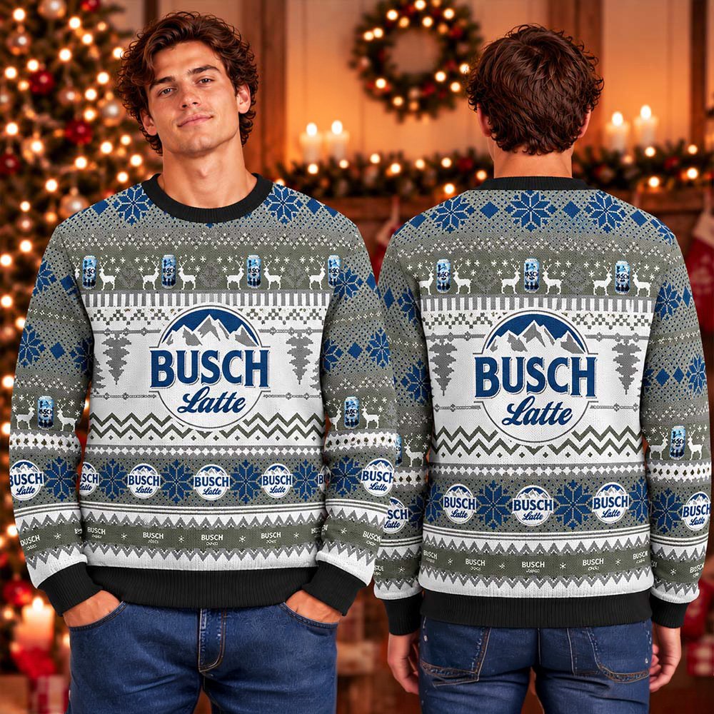 Busch Latte Ugly Christmas Sweater Casual Christmas Party Outfits Ideas Xmas Gifts