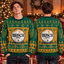 Busch Beer Product Of USA Ugly Christmas Sweater Christmas Day Clothes Xmas Attire