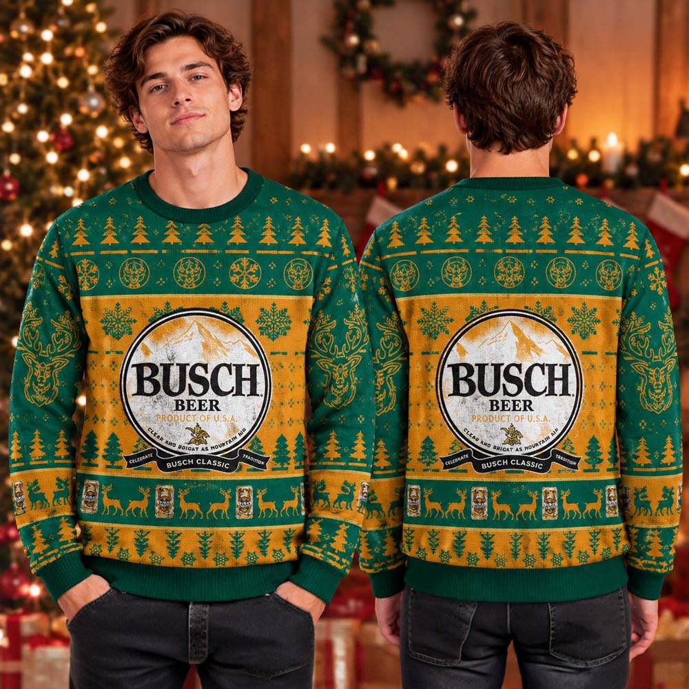 Busch Beer Product Of USA Ugly Christmas Sweater Christmas Day Clothes Xmas Attire